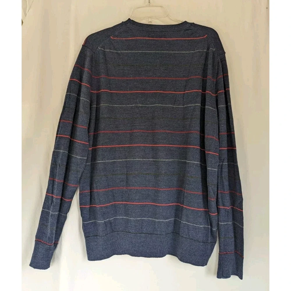 Banana Republic Mens Sz XL Merino Wool Stripe Sweater Blue Red